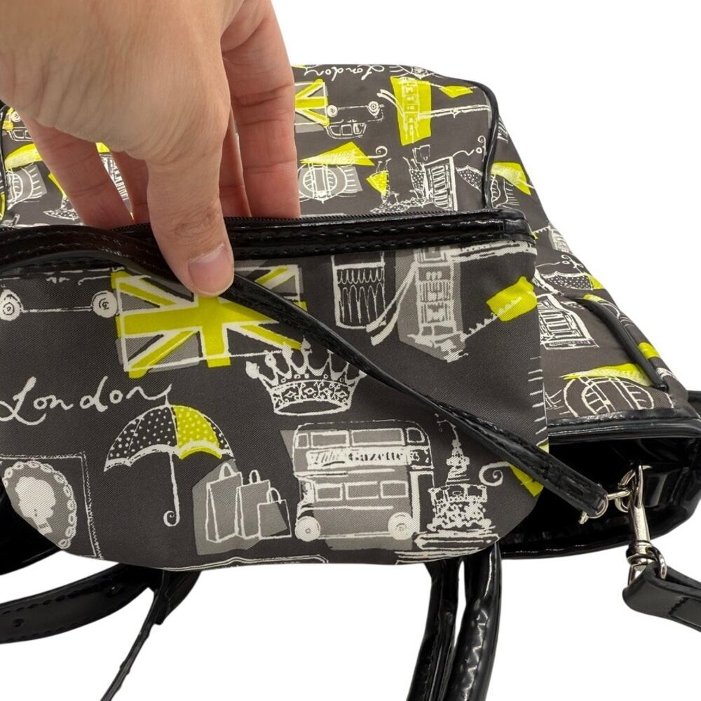Lulu by Lulu Guinness London Print Tote Bag w/ Pouch Matching Black Yellow White - Picture 11 of 16